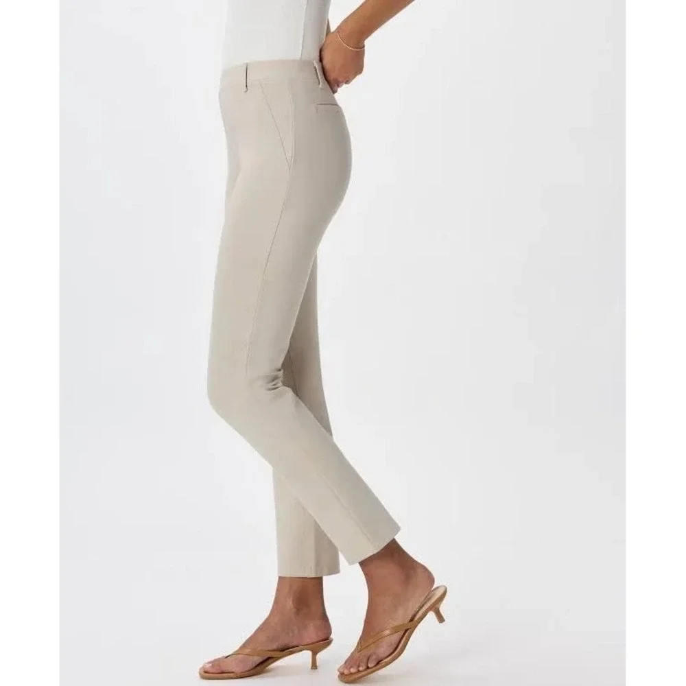 Quince Women's Ultra-Stretch Ponte Straight‎ Leg Pants Ecru Size Large NWT